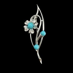 VTG Sarah Coventry Blue Notes Flower Brooch